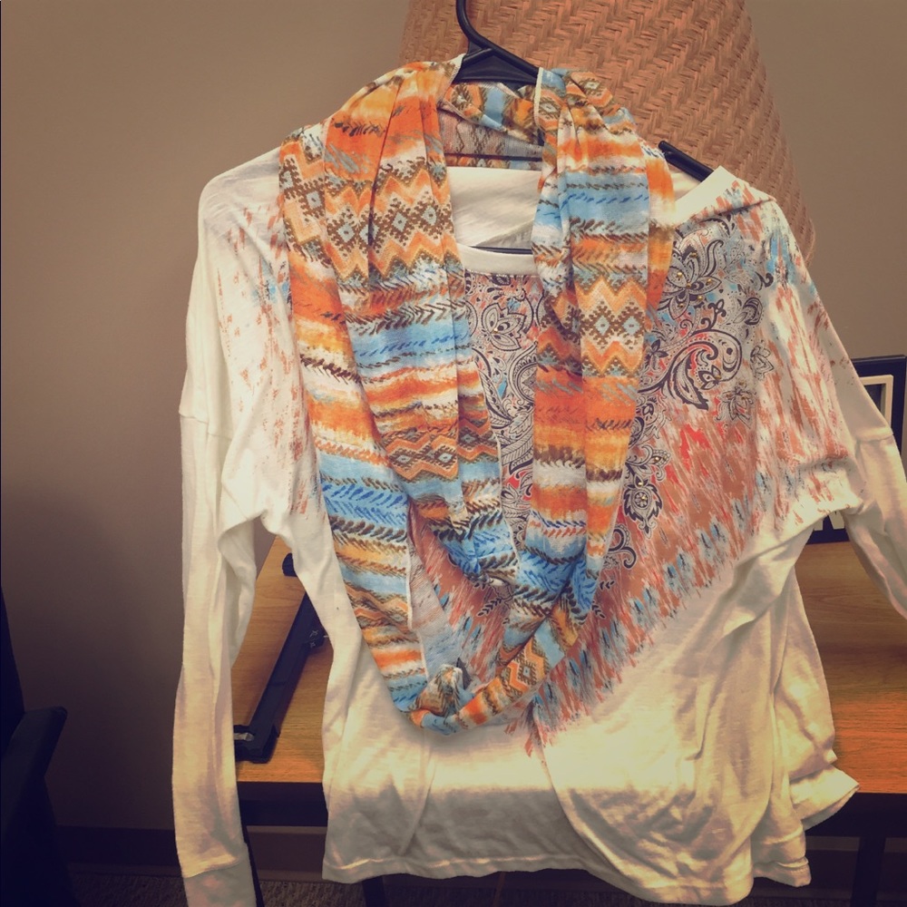 Knit top with scarf